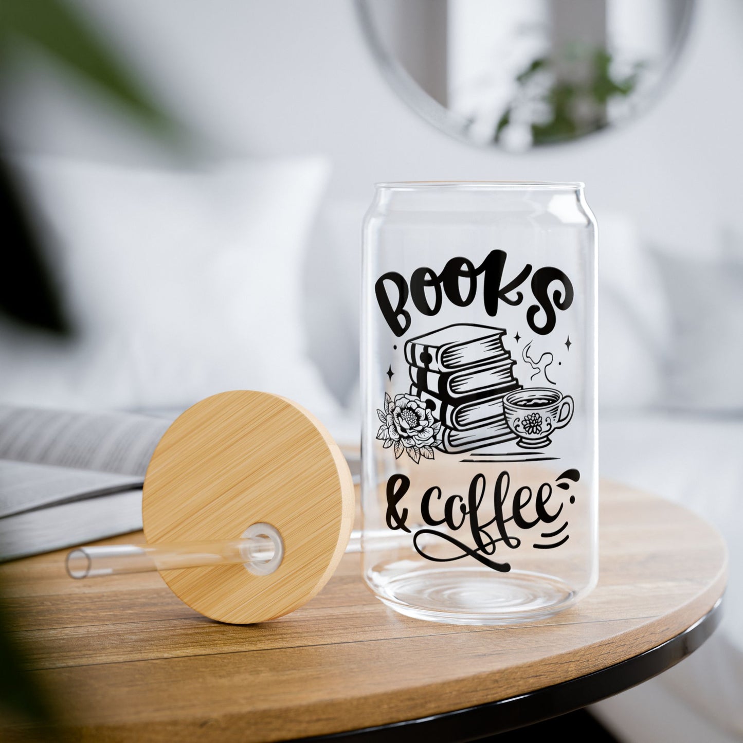 Books & Coffee Sipper Glass
