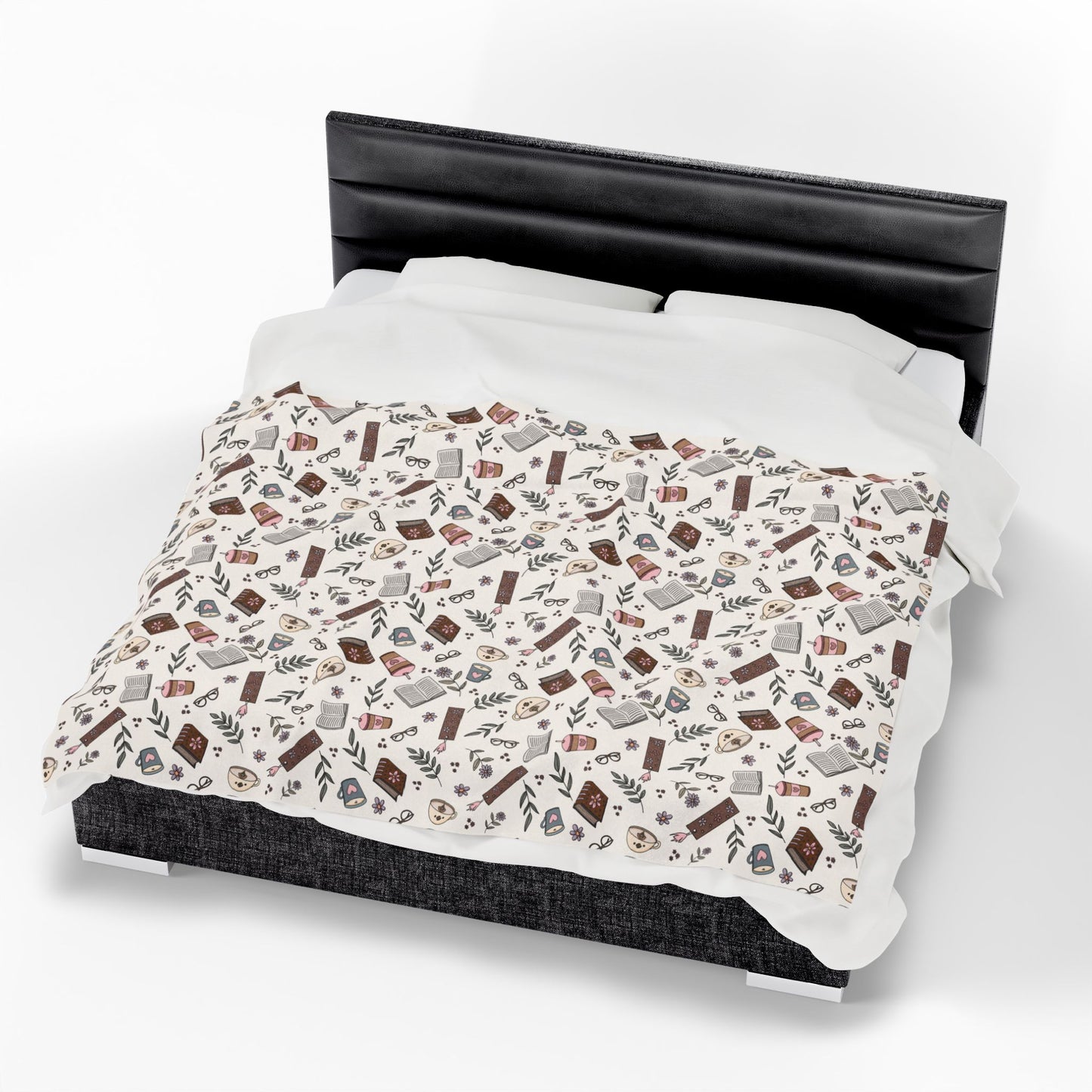 Books & Coffee Plush Blanket