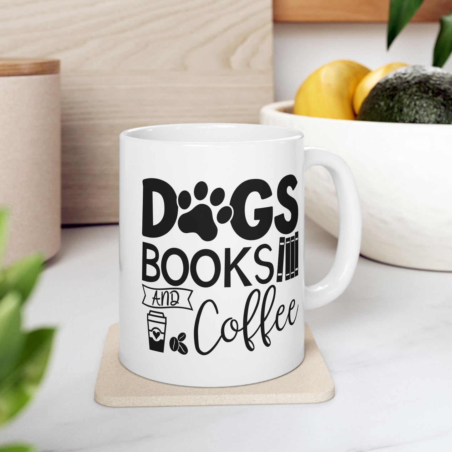Dogs Books & Coffee Mug