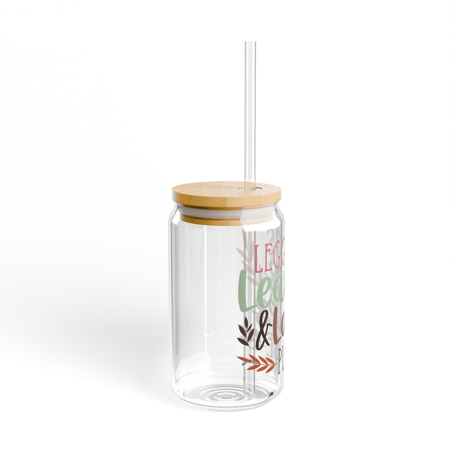 Leggings Leaves & Lattes Sipper Glass