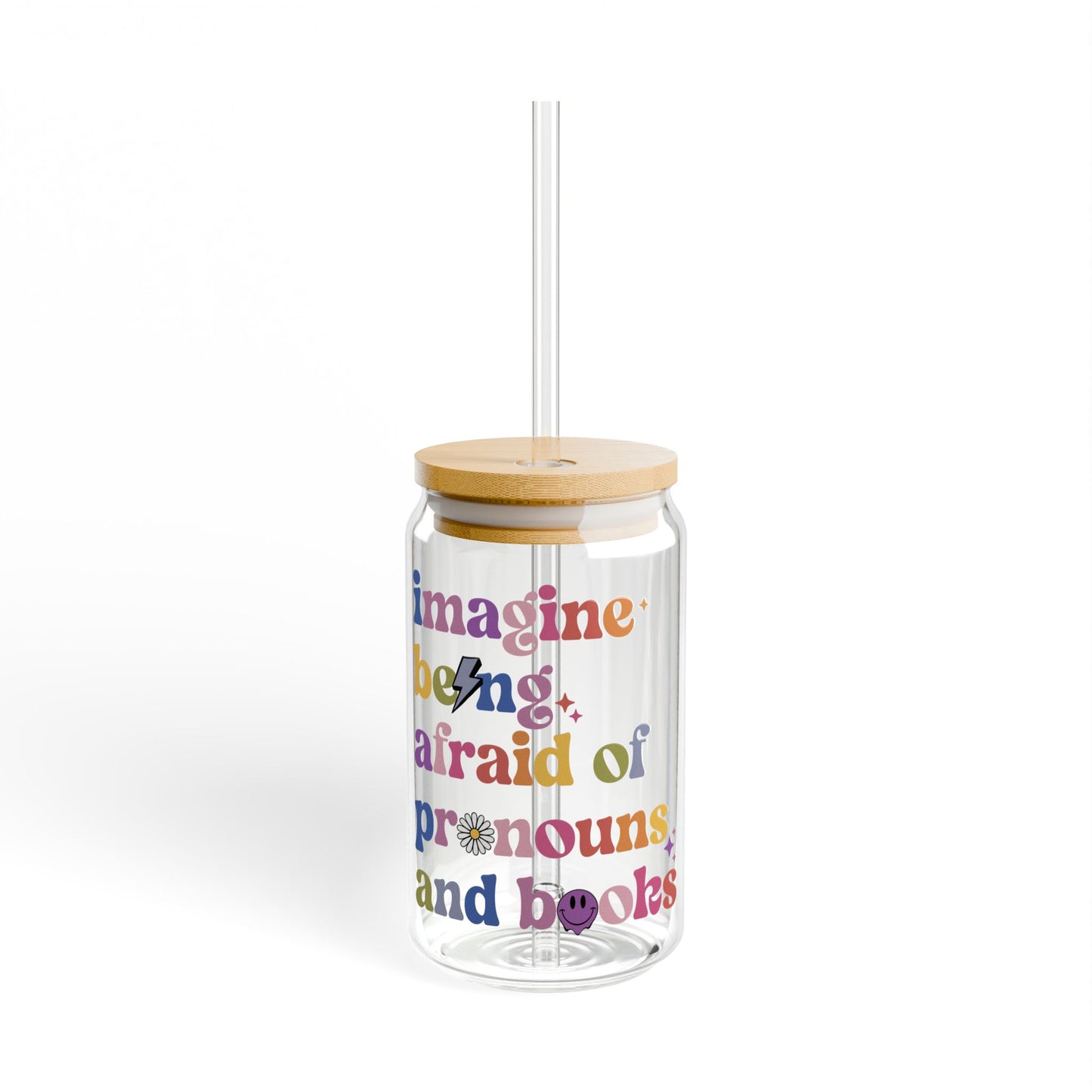 Pronouns and Books Sipper Glass