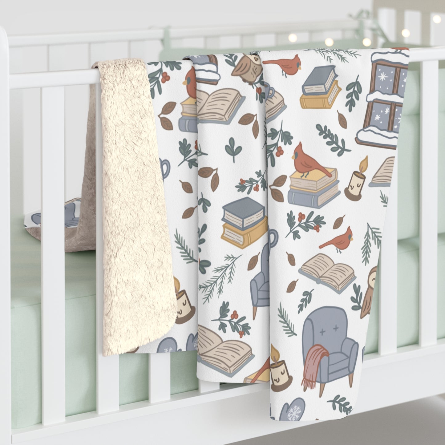 Winter Reading Nook Sherpa Blanket