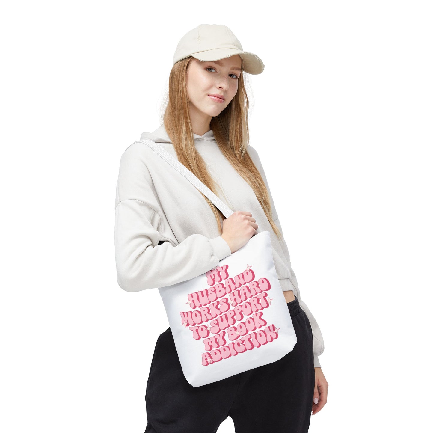 My Husband Works Hard Tote Bag