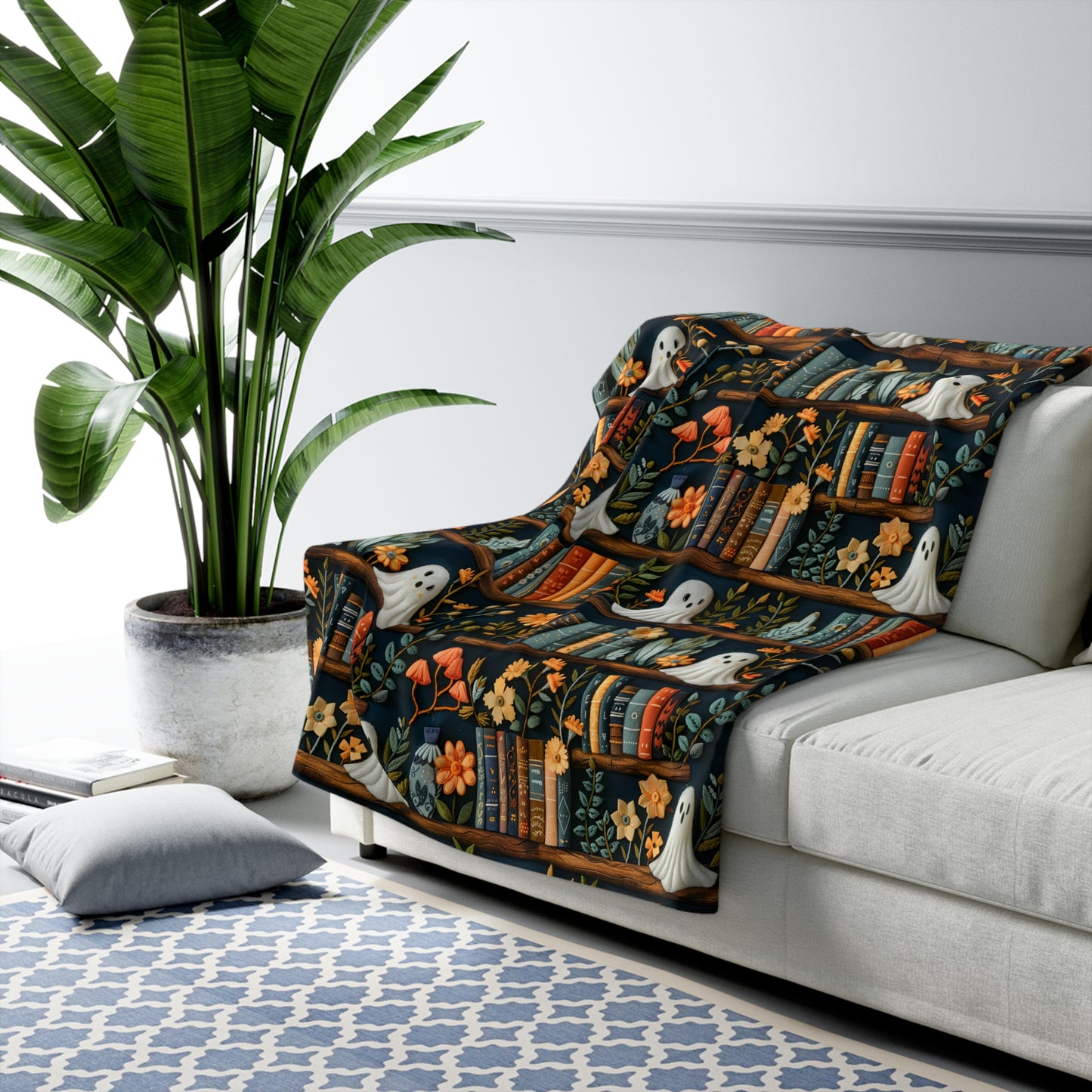 Haunted Library Sherpa Blanket