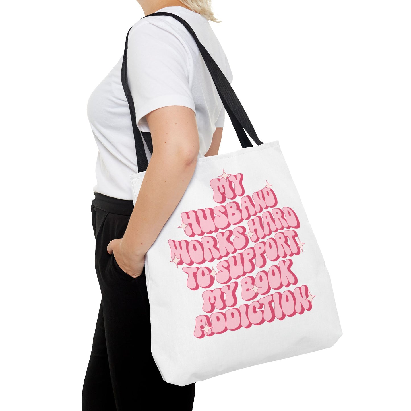 My Husband Works Hard Tote Bag