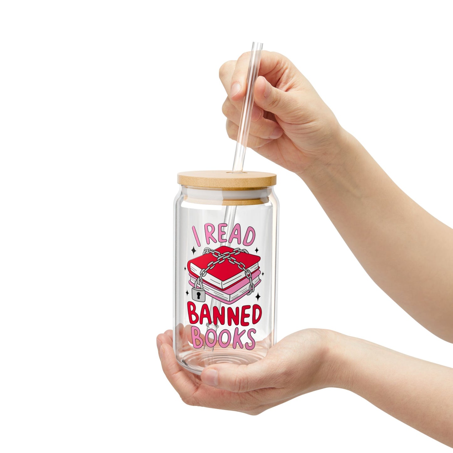 I Read Banned Books Sipper Glass