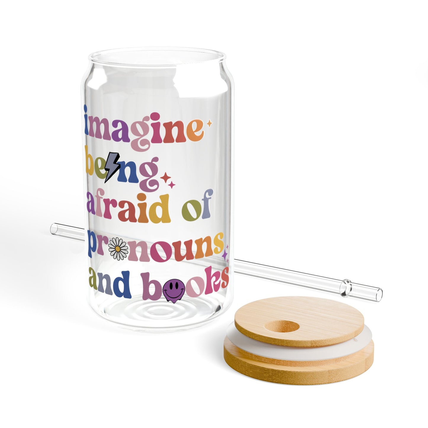 Pronouns and Books Sipper Glass
