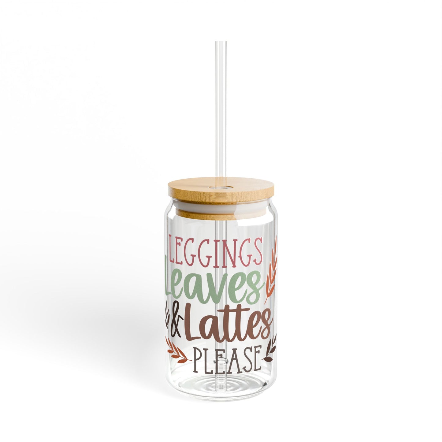 Leggings Leaves & Lattes Sipper Glass
