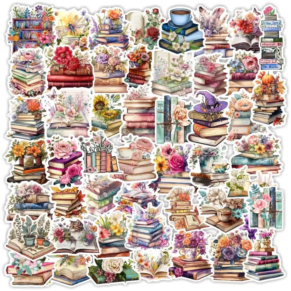 Books & Flowers Sticker Pack