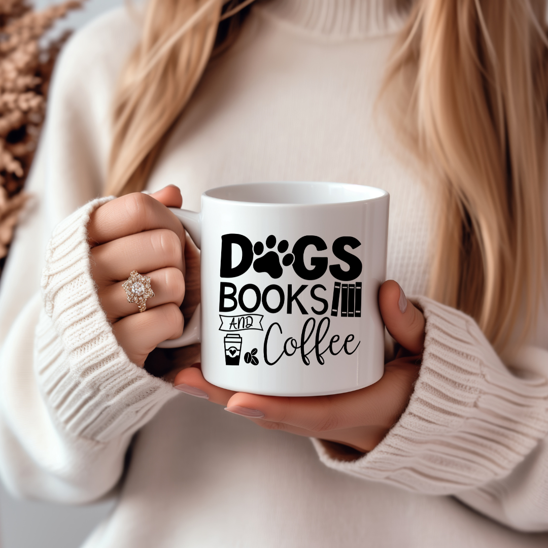 Dogs Books & Coffee Mug