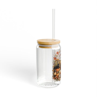 Pumpkin Patch Book Club 16oz Sipper Glass — Autumn Pumpkin Fall Drink Tumbler with Bamboo Lid & Straw