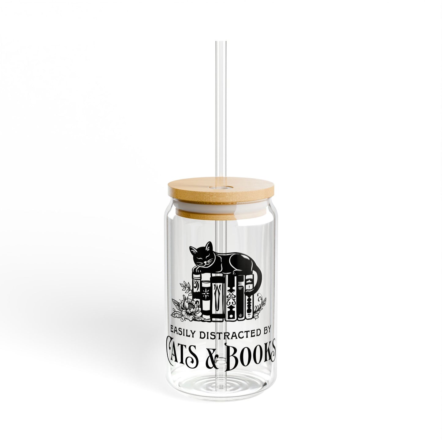 Cats & Books Sipper Glass