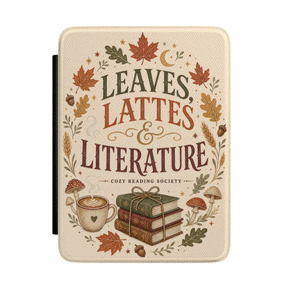 Leaves, Lattes & Literature Kindle Case — Fall Cozy Reading Cover