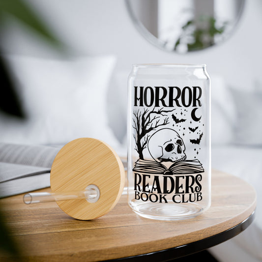 Horror Readers Book Club Sipper Glass — 16oz Skull & Bats Novel Lover Tumbler