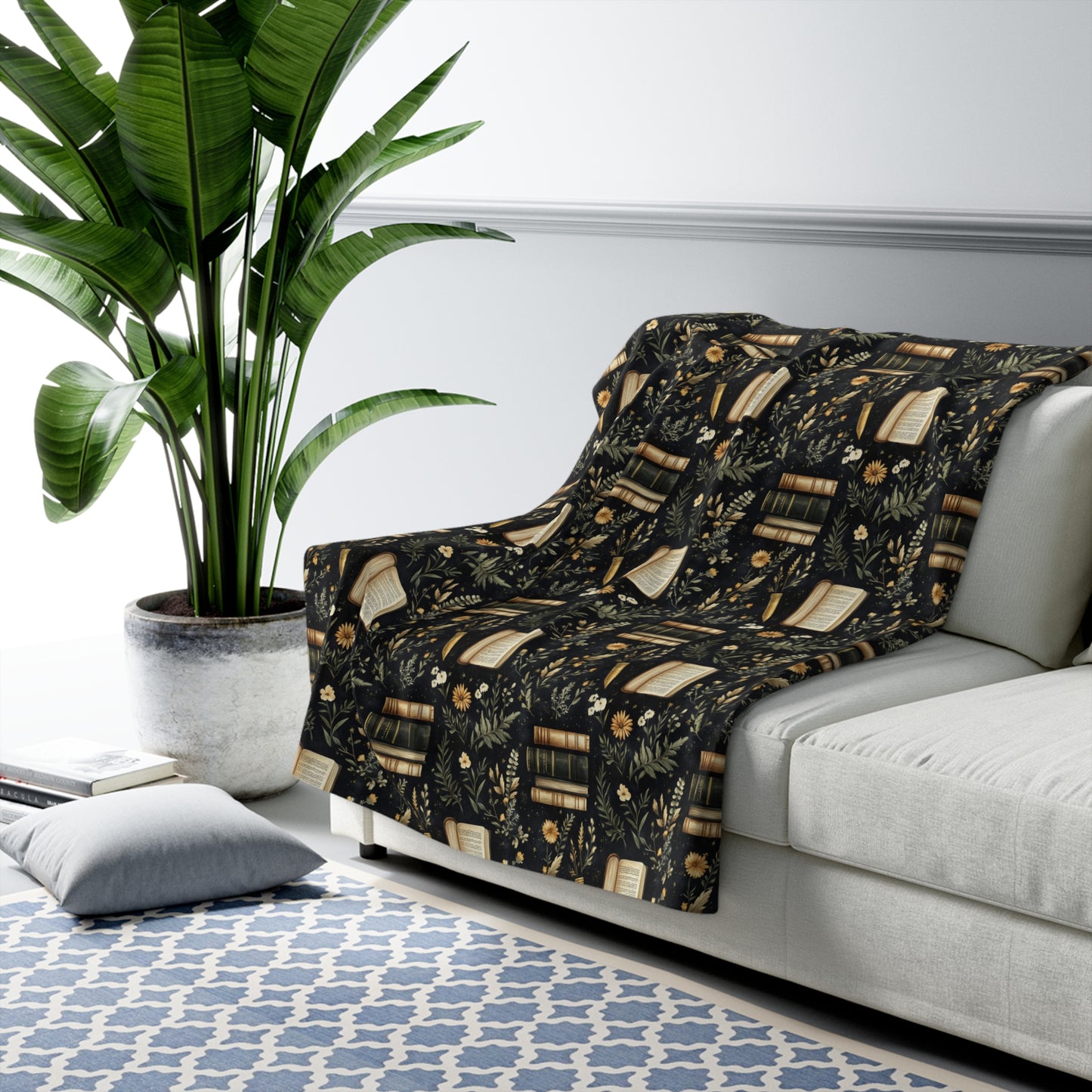 Midnight Chapters Sherpa Blanket