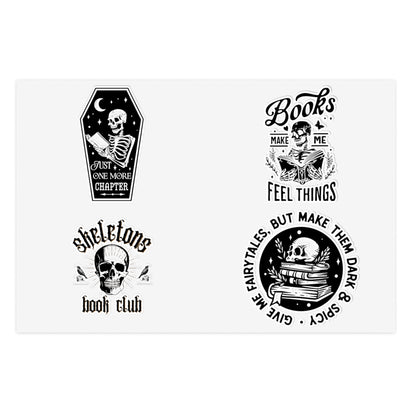 Skeleton Bookish Stickers 4pc