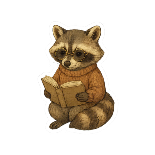 Reading Racoon Sticker