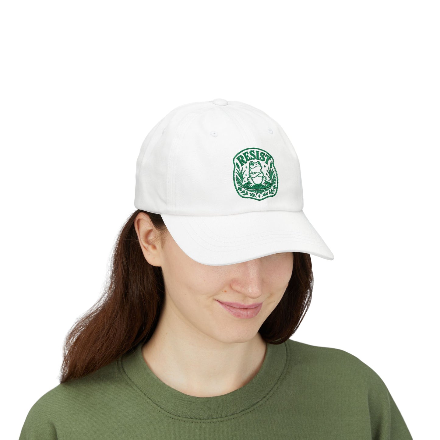 Resist Frog Dad Cap — Embroidered Green Emblem Hat