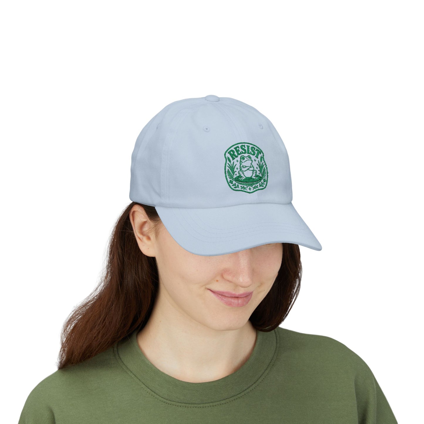 Resist Frog Dad Cap — Embroidered Green Emblem Hat