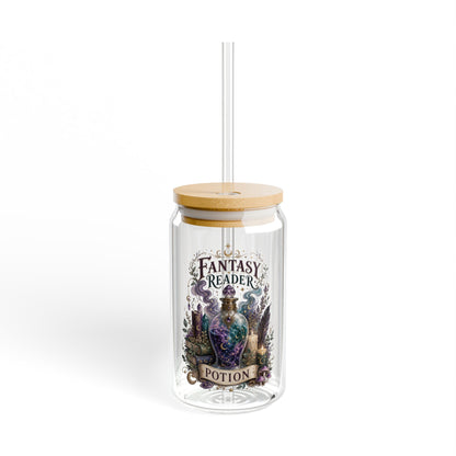 Fantasy Reader Potion Sipper Glass – 16oz Book Lover Tumbler with Straw