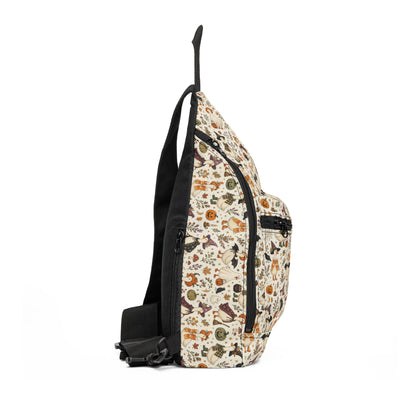 Halloween Geese Sling Bag — Cute Autumn Woodland Crossbody with Geese & Mushroom Pattern