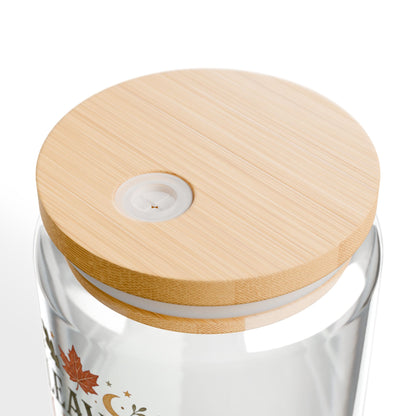 Leaves Lattes & Literature Sipper Glass — 16oz Fall Book Lover Tumbler