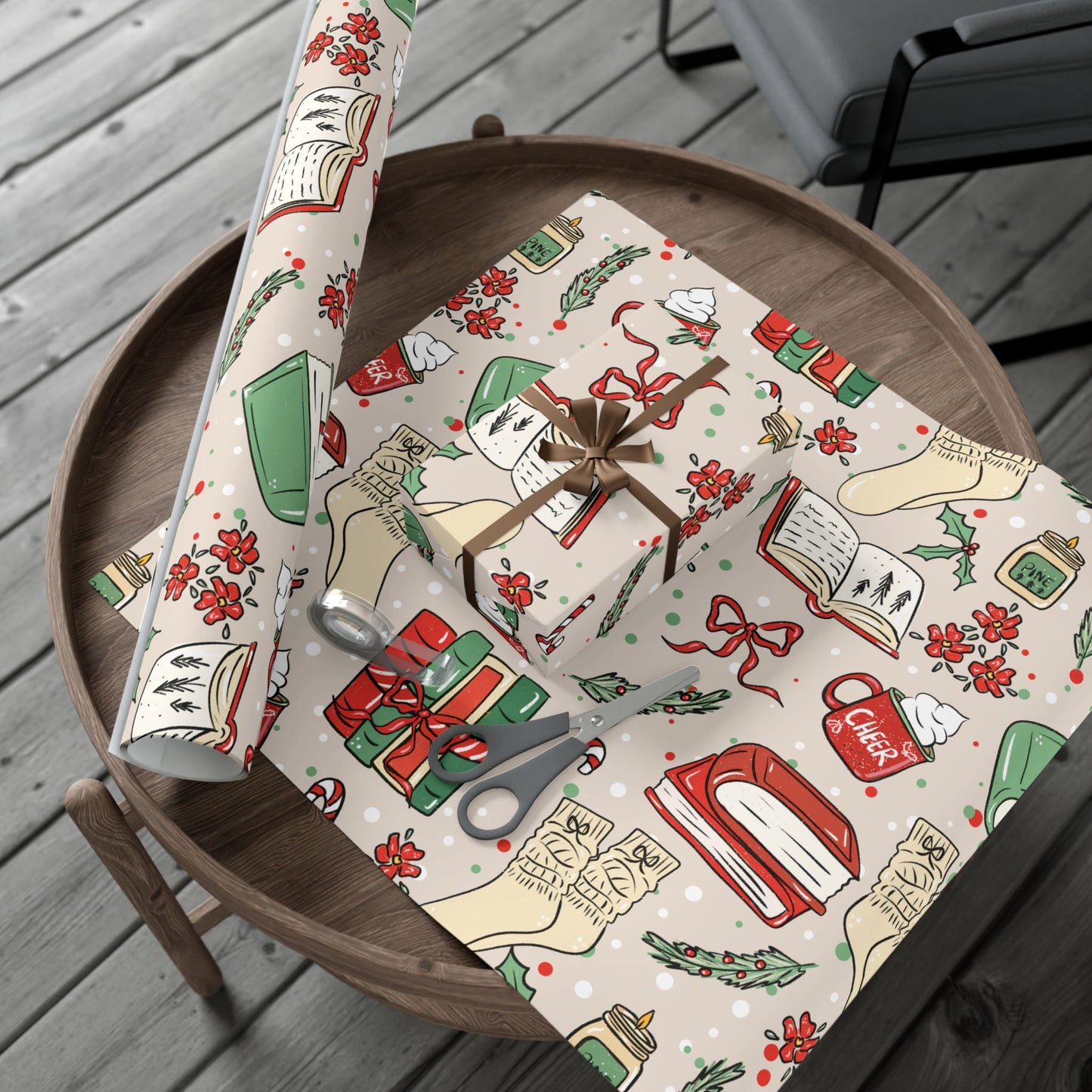 Cozy Christmas Chapters Wrapping Paper