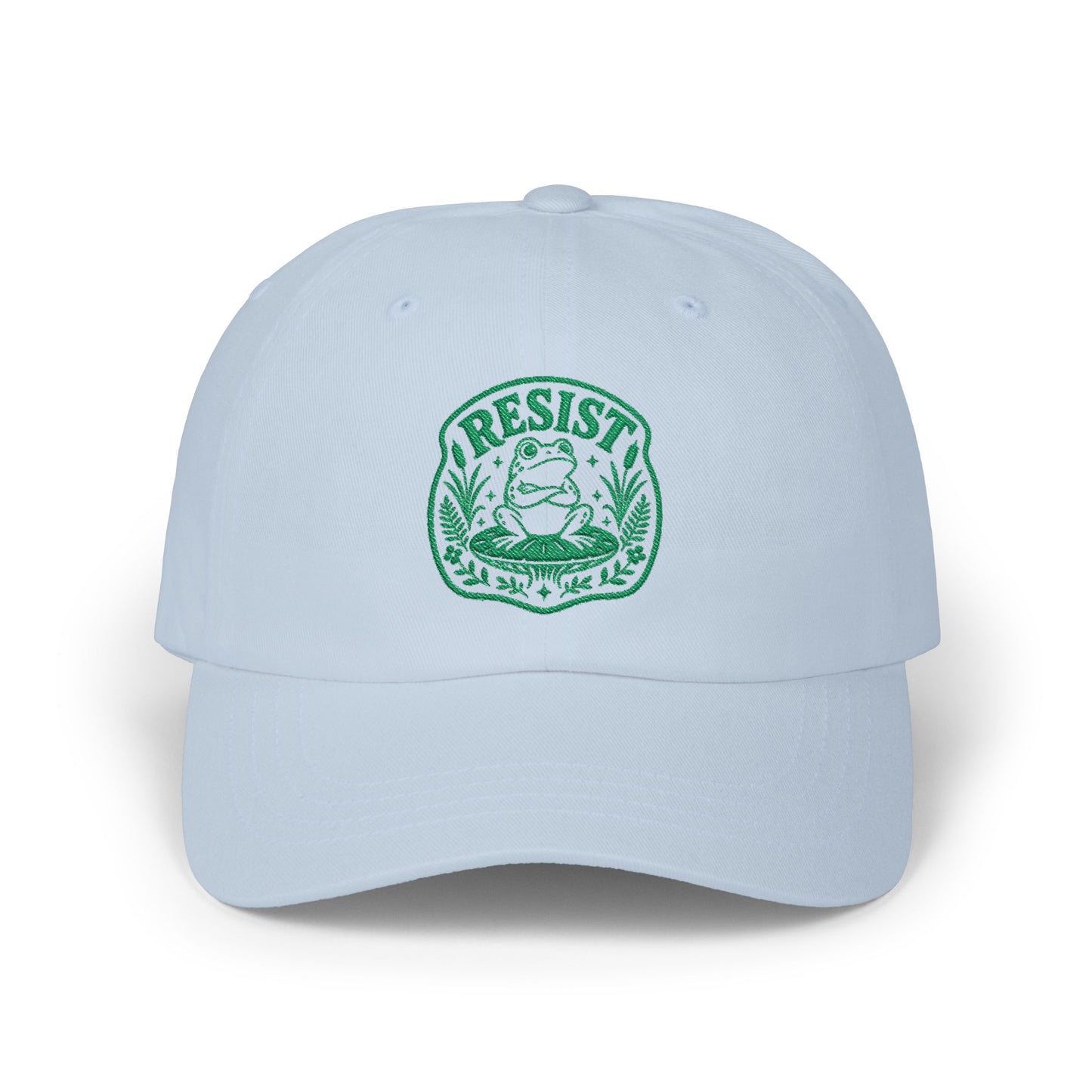 Resist Frog Dad Cap — Embroidered Green Emblem Hat