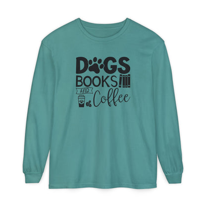 Dogs Books & Coffee Long Sleeve Tee