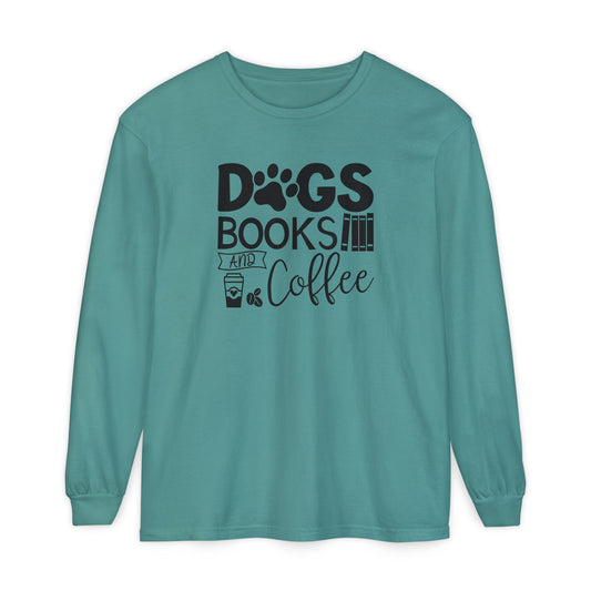 Dogs Books & Coffee Long Sleeve Tee