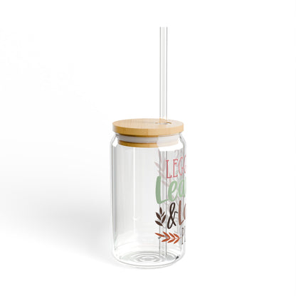 Leggings Leaves & Lattes Sipper Glass