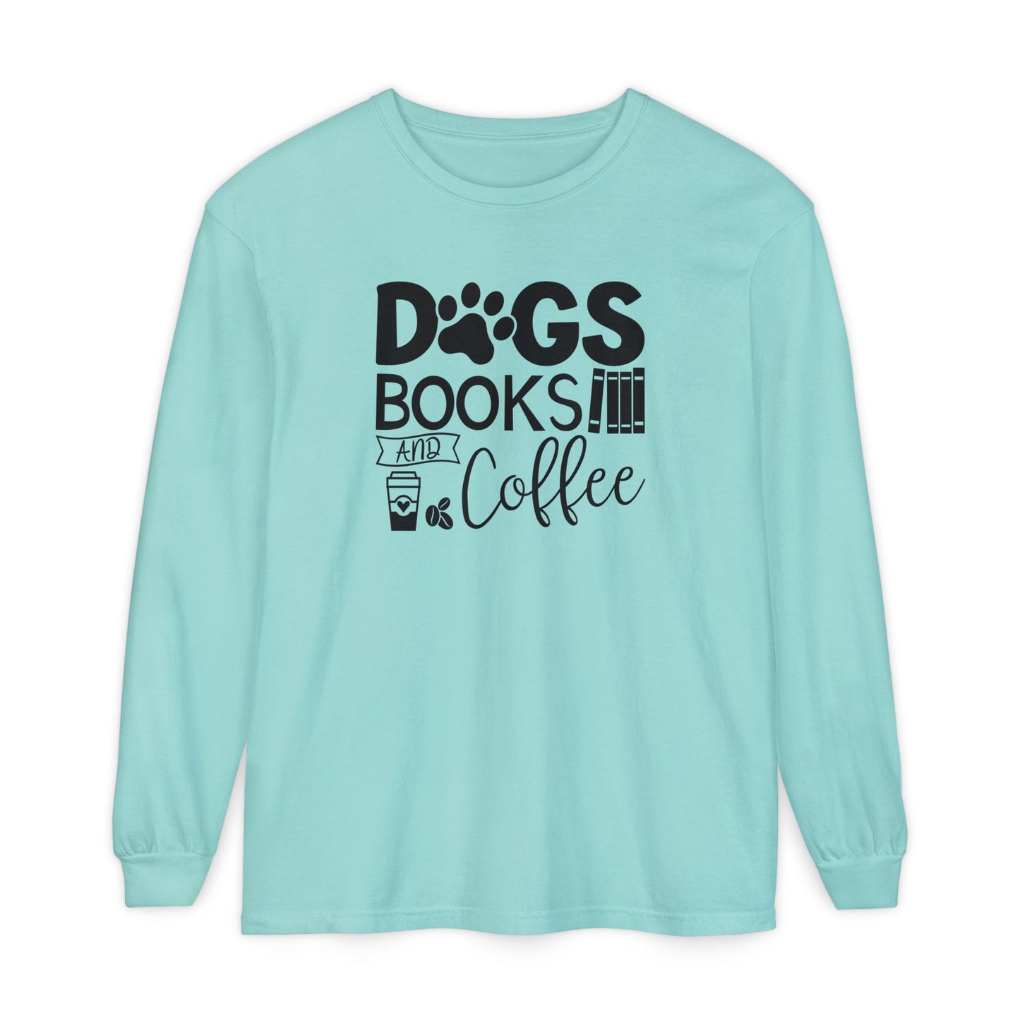 Dogs Books & Coffee Long Sleeve Tee