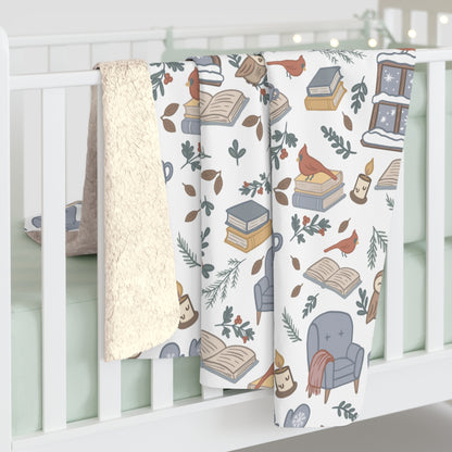 Winter Reading Nook Sherpa Blanket
