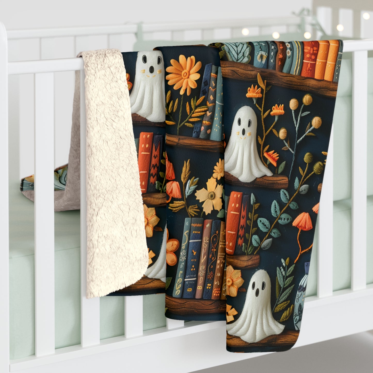 Haunted Library Sherpa Blanket