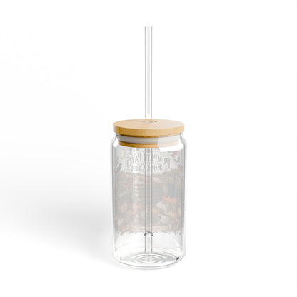 Pumpkin Patch Book Club 16oz Sipper Glass — Autumn Pumpkin Fall Drink Tumbler with Bamboo Lid & Straw