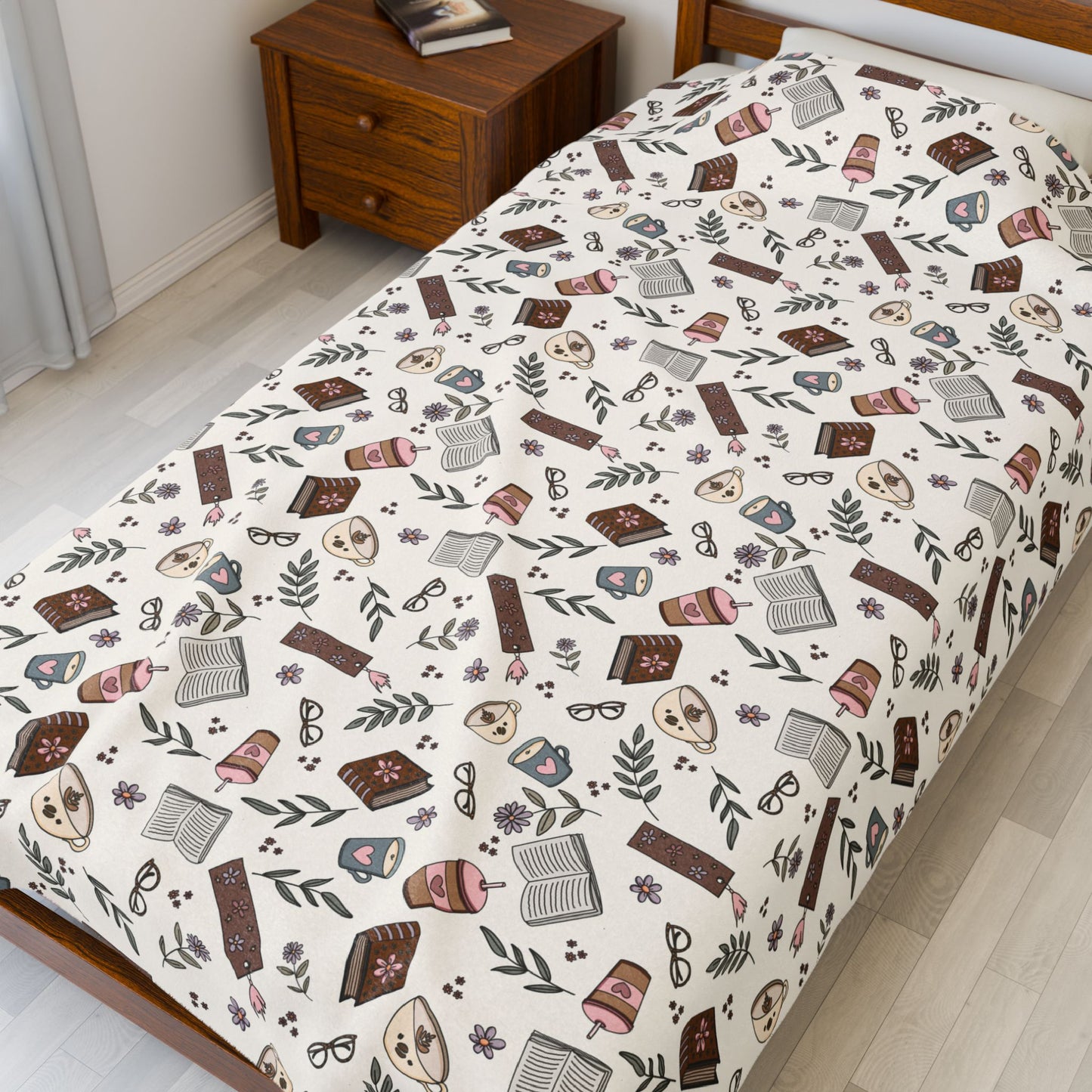 Books & Coffee Plush Blanket