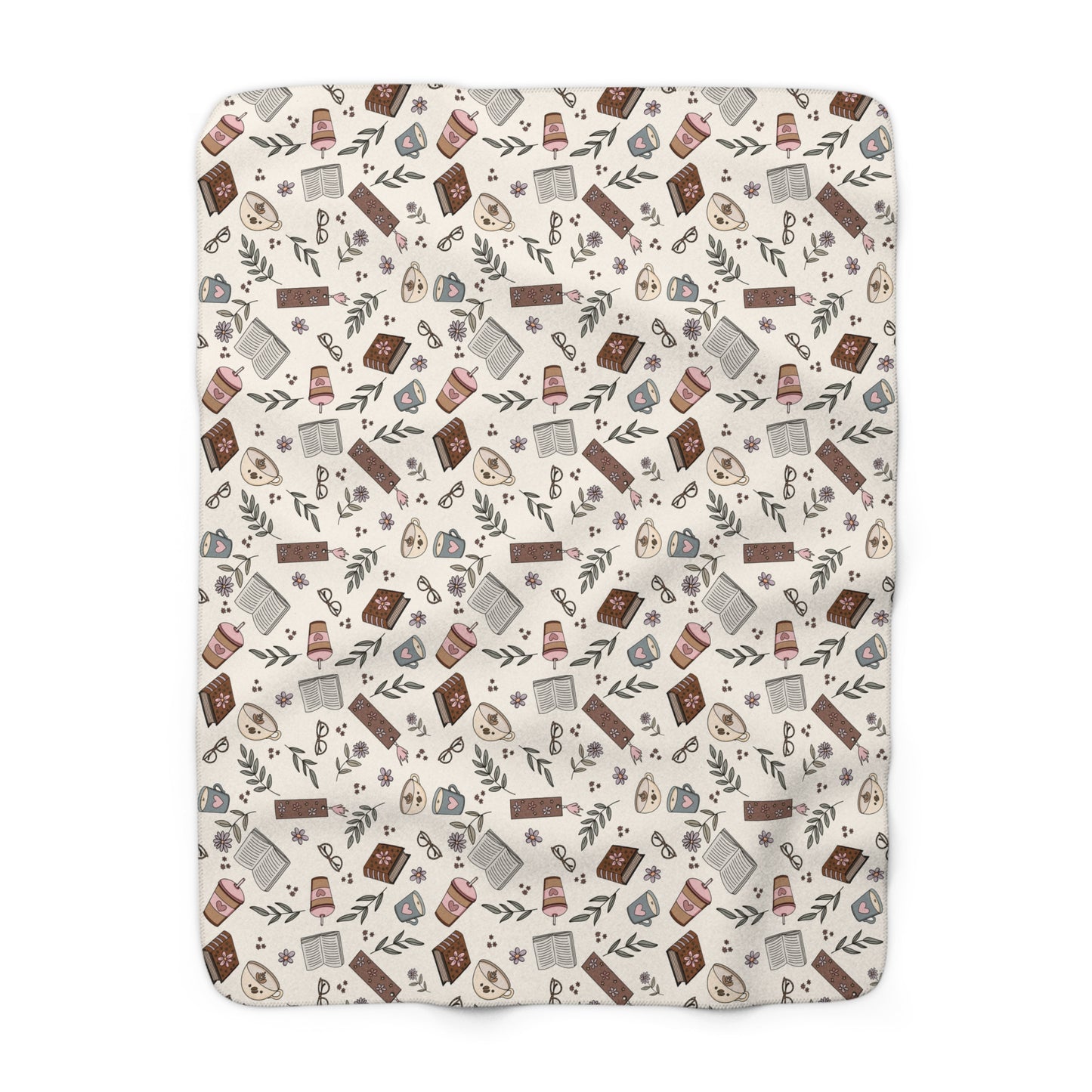 Books & Coffee Sherpa Blanket