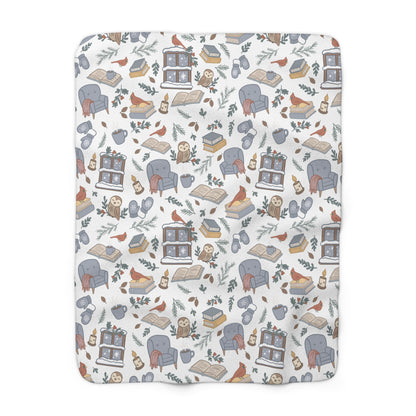 Winter Reading Nook Sherpa Blanket