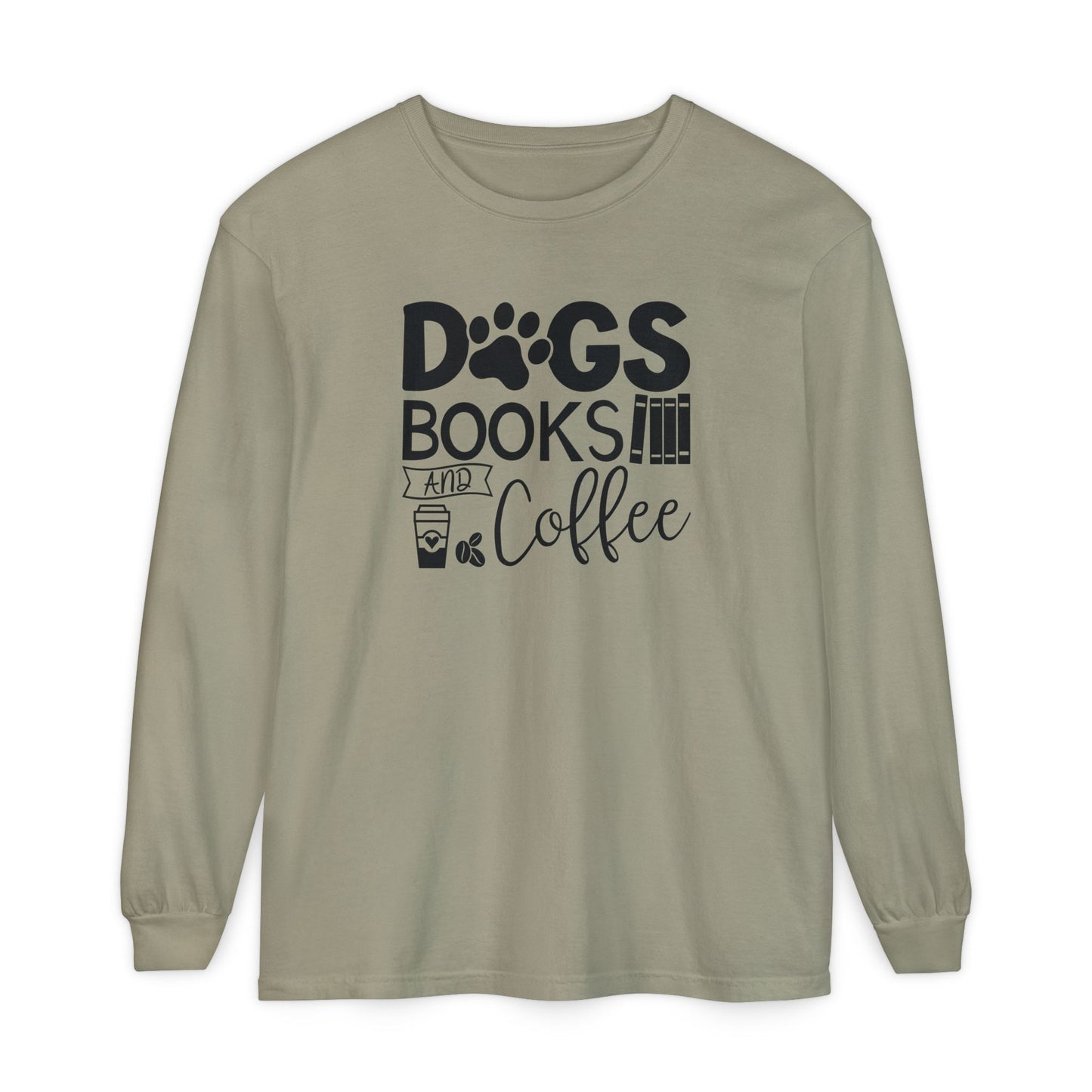 Dogs Books & Coffee Long Sleeve Tee