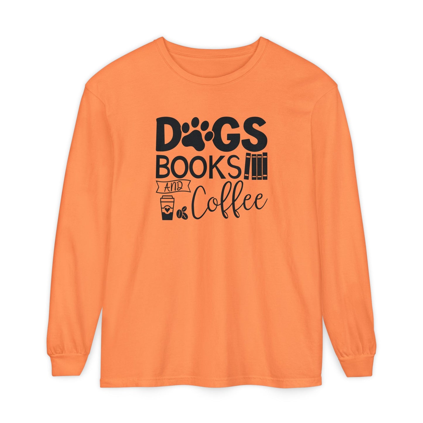 Dogs Books & Coffee Long Sleeve Tee