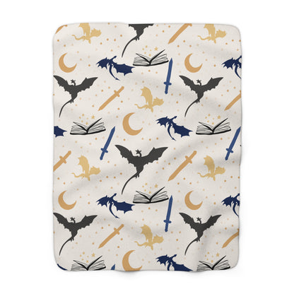 Books & Dragons Sherpa Blanket