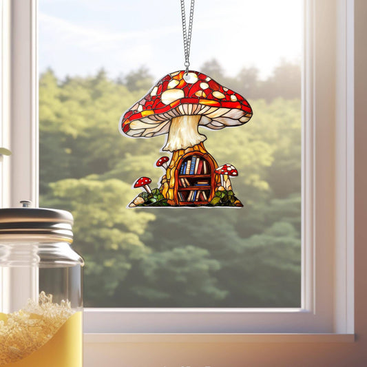 Mushroom and Books Suncatcher