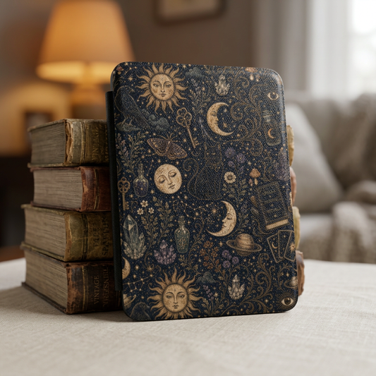 Kindle Case — Celestial Sun & Moon Protective Cover (Astrology Boho Design)