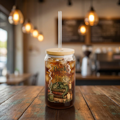 Book Dragon Fuel Sipper Glass — 16oz Tumbler with Straw