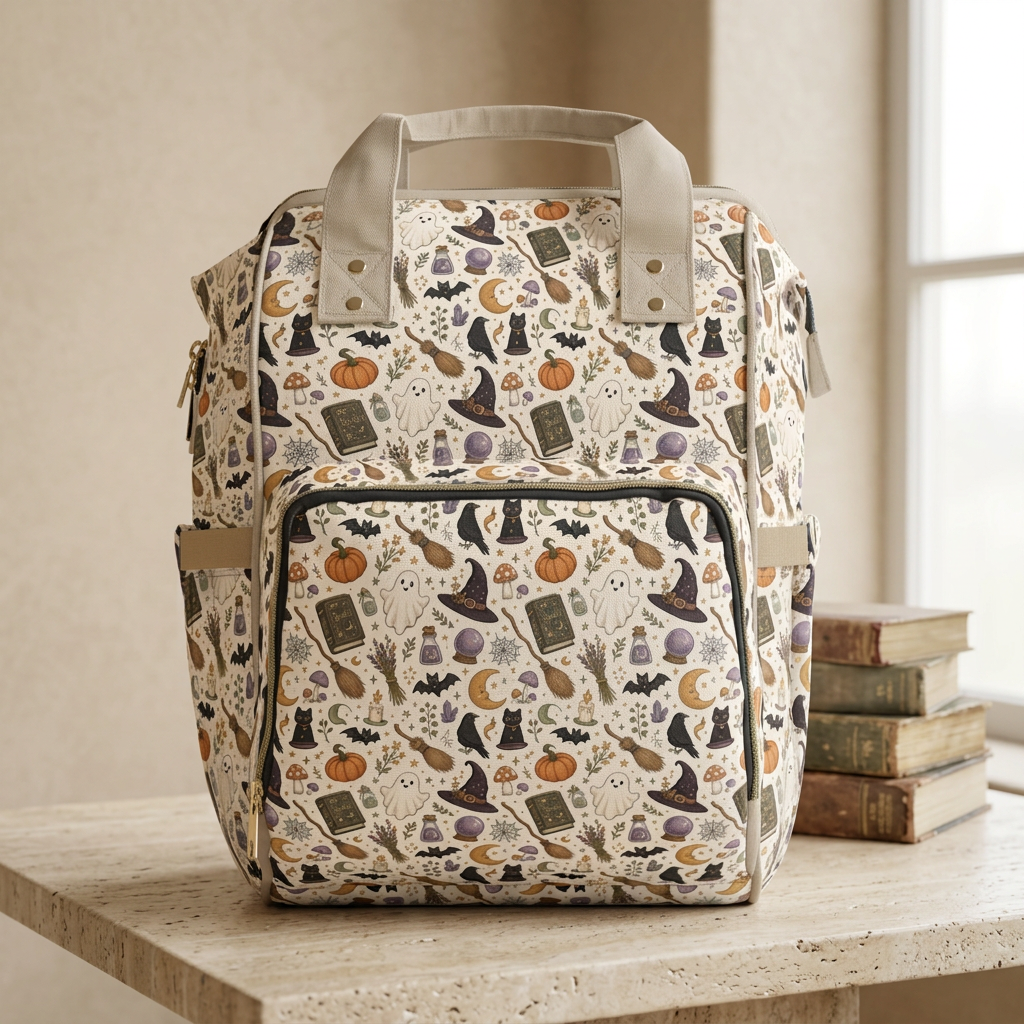 Halloween Witch Pattern Diaper Backpack