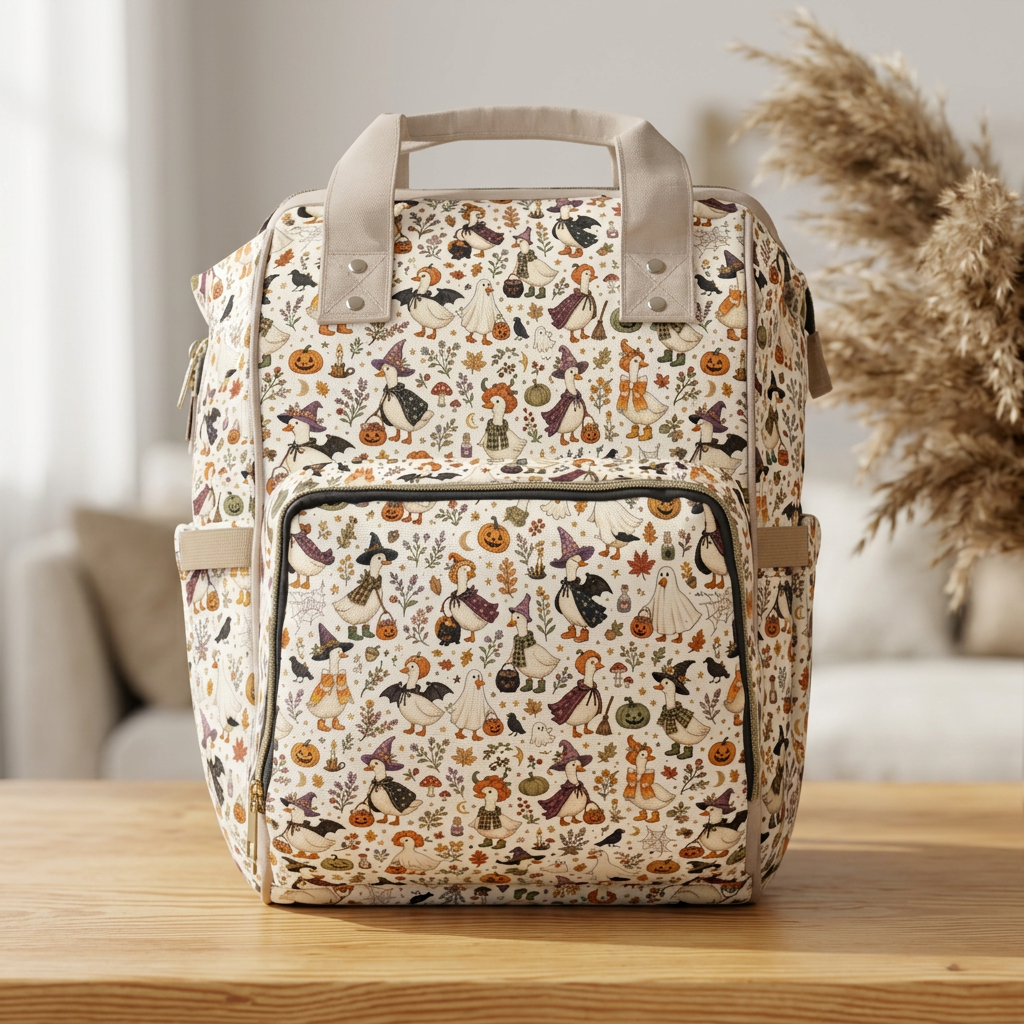 Halloween Pattern Diaper Backpack — Cute Spooky Multifunctional Baby Bag