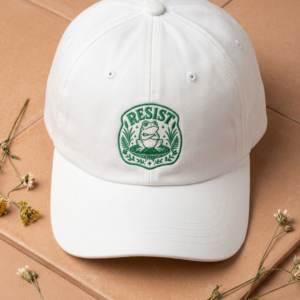 Resist Frog Dad Cap — Embroidered Green Emblem Hat