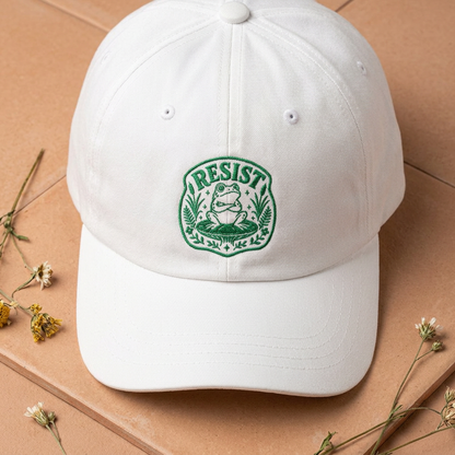 Resist Frog Dad Cap — Embroidered Green Emblem Hat