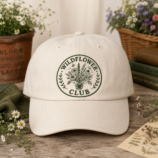 Wildflower Club Hat — Embroidered Floral Dad Cap