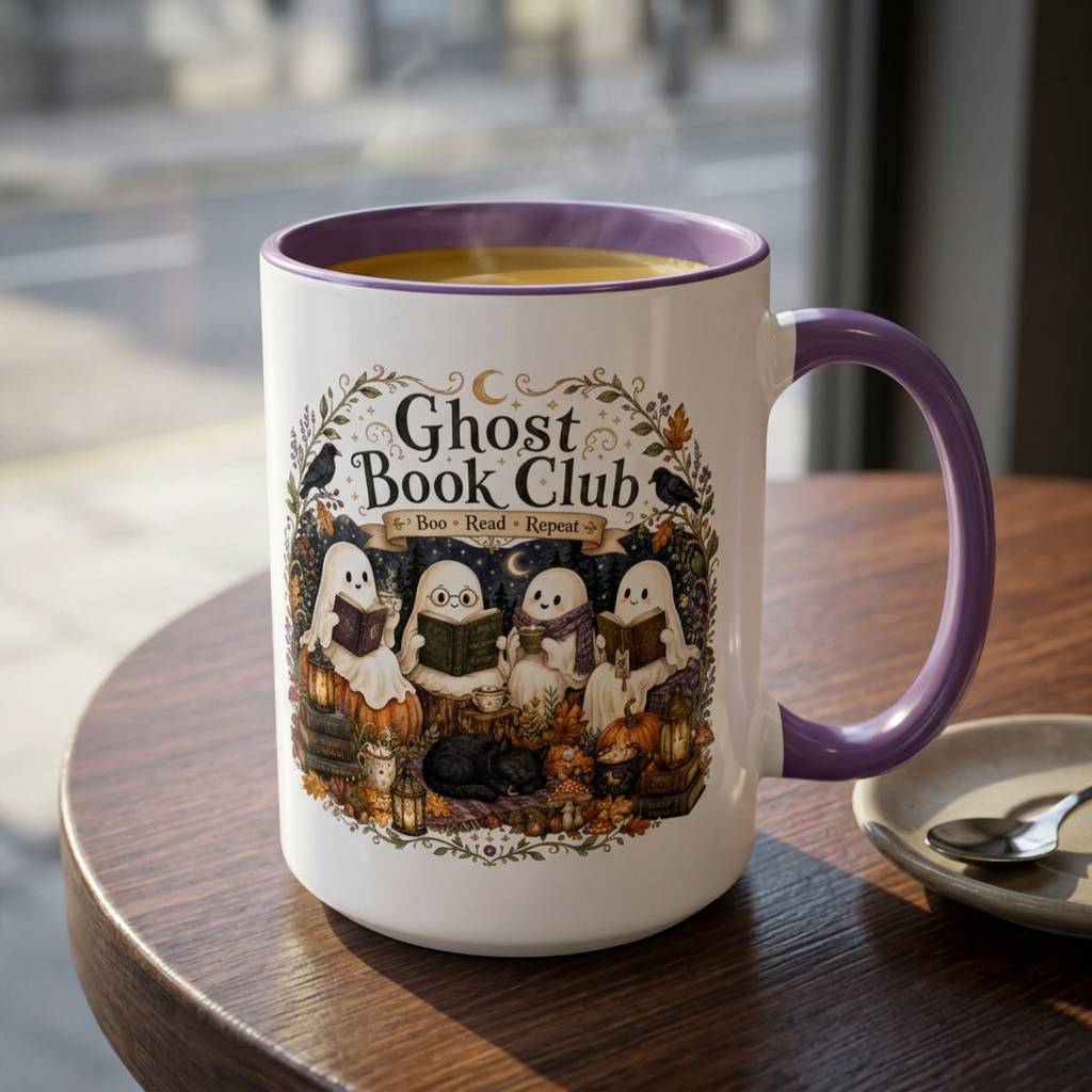 Ghost Book Club Coffee Mug — "Ghost Book Club: Boo Read Repeat" Accent Mug (11 oz)